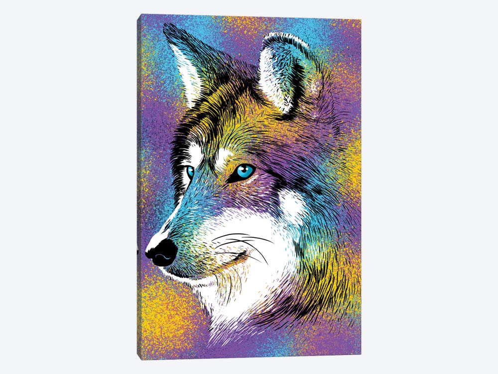 Sketch Wolf Colorful by Alberto Perez 1-piece Canvas Artwork