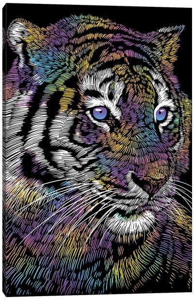 Realistic Tiger Colorful Canvas Art Print - Alberto Perez