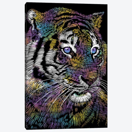 Realistic Tiger Colorful Canvas Print #APZ183} by Alberto Perez Canvas Artwork