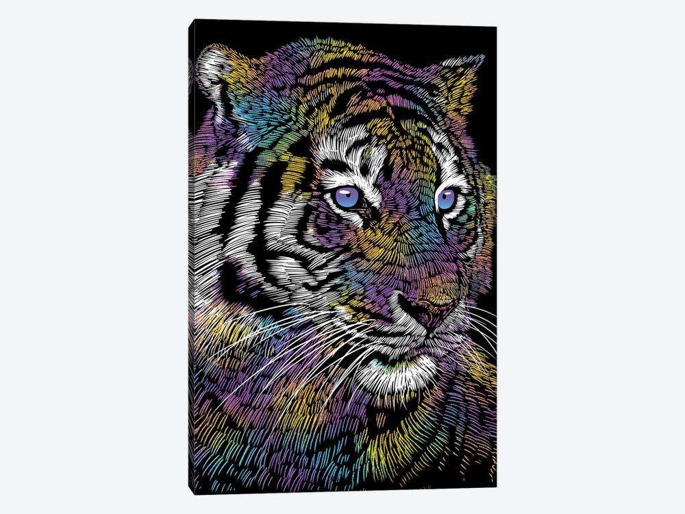 Realistic Tiger Colorful by Alberto Perez 1-piece Canvas Print