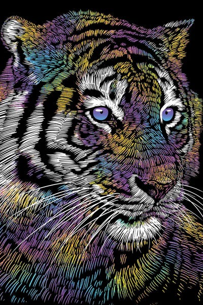 Alberto Perez: Realistic Tiger Colorful by Alberto Perez