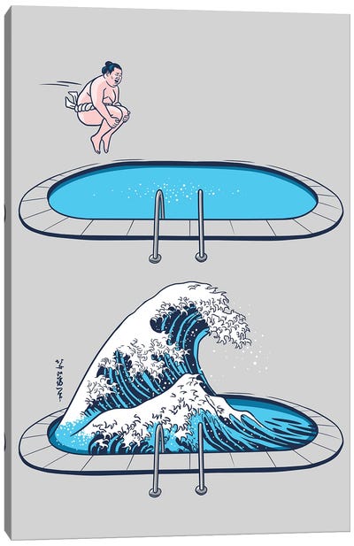 Sumo Wave Canvas Art Print - The Great Wave Reimagined