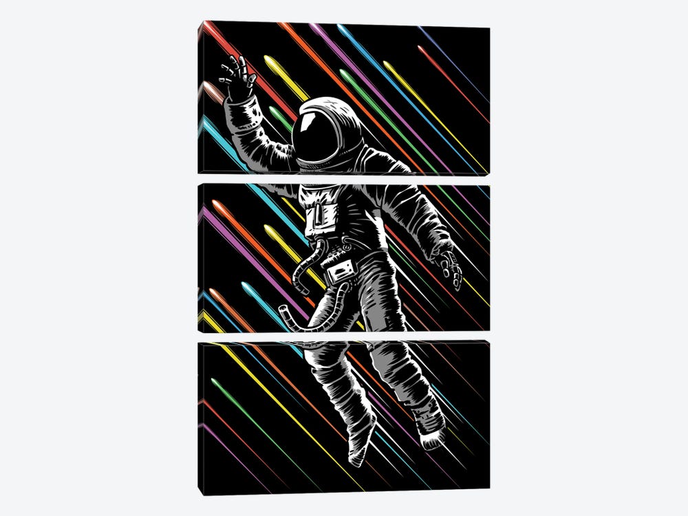 Astronaut Speed Lines by Alberto Perez 3-piece Canvas Wall Art