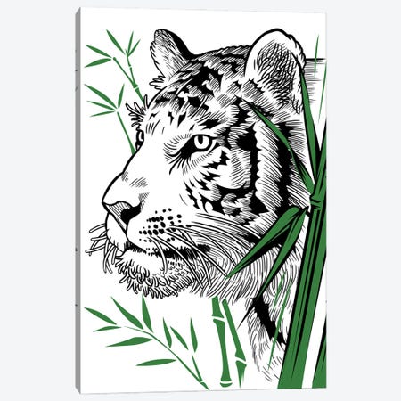 Bamboo Tiger Canvas Print #APZ199} by Alberto Perez Canvas Print