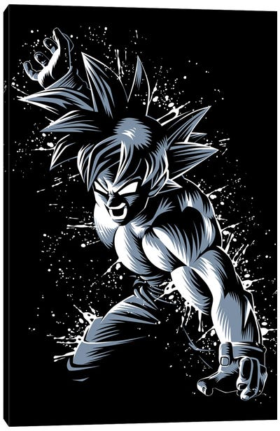 Ink Warrior Attack Canvas Art Print - Goku