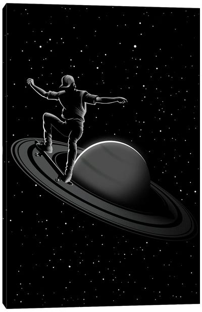 Skater In Saturn Canvas Art Print - Saturn Art