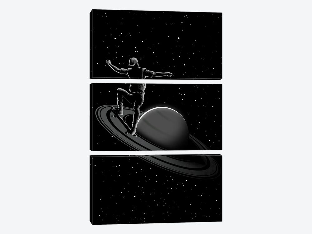 Skater In Saturn by Alberto Perez 3-piece Canvas Wall Art