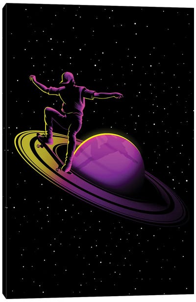 Retro Skate Saturn Canvas Art Print - Saturn Art