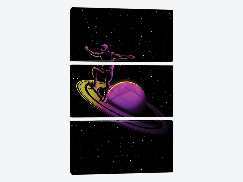 Retro Skate Saturn by Alberto Perez 3-piece Canvas Art Print