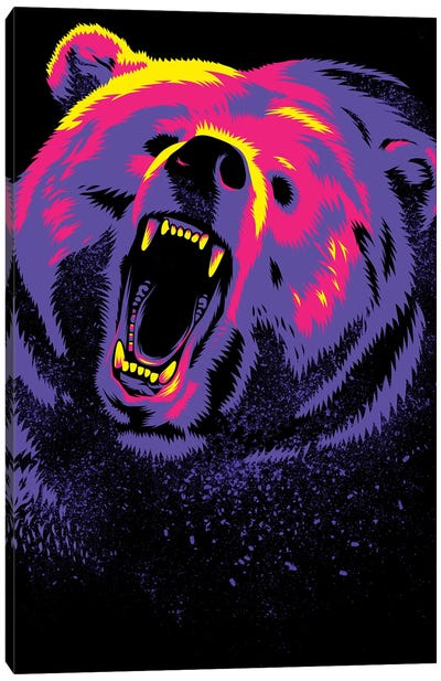 Purple Grizzly Canvas Art Print - Grizzly Bear Art
