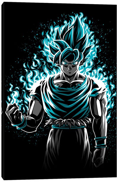 Blue Fire Warrior Canvas Art Print - Dragon Ball Z