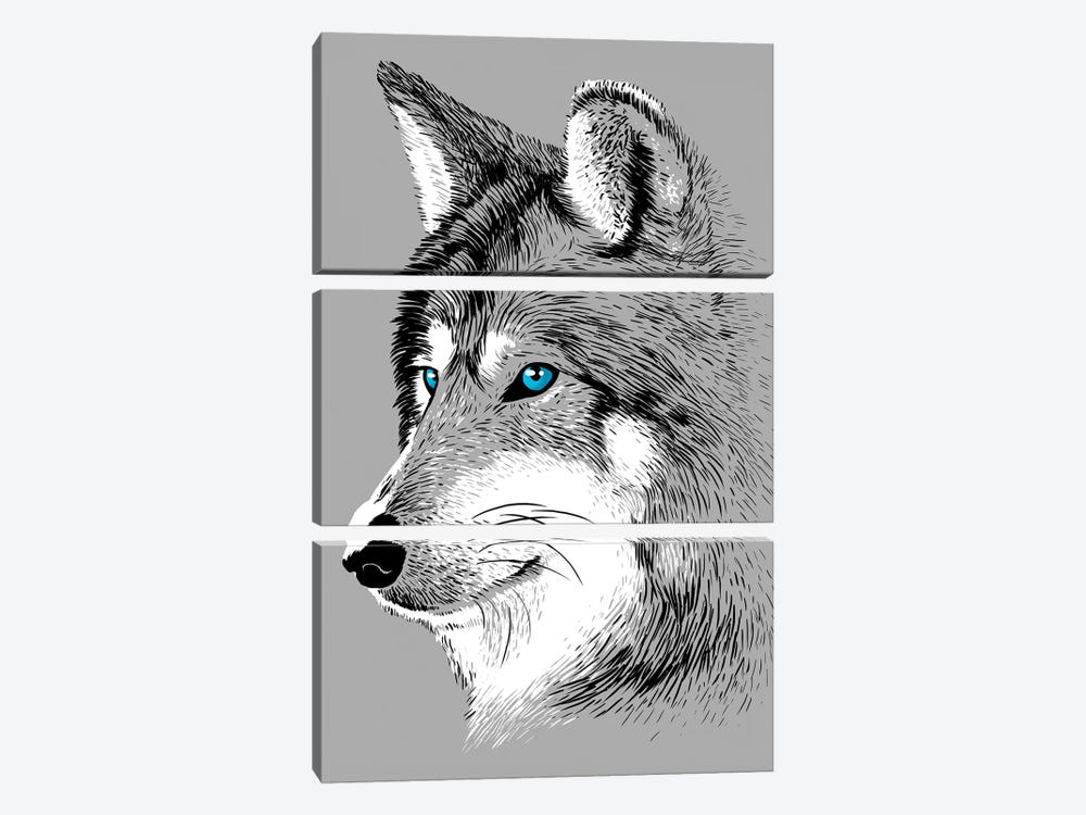 Sketch Wolf by Alberto Perez 3-piece Canvas Artwork