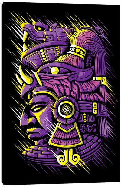 Retro Aztec Canvas Art Print - Alberto Perez