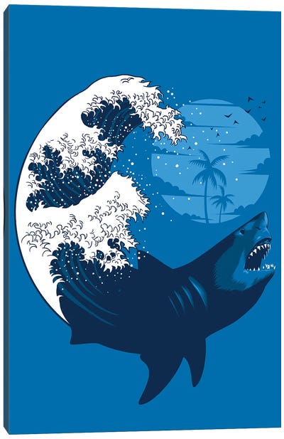 Shark Wave Canvas Art Print - The Great Wave Reimagined