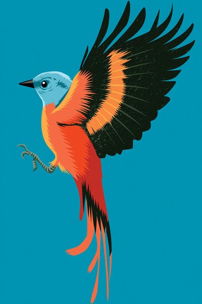 Orange Bird by Alberto Perez multi panel art