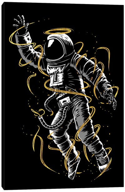 Astronaut Golden Lines Canvas Art Print - Alberto Perez