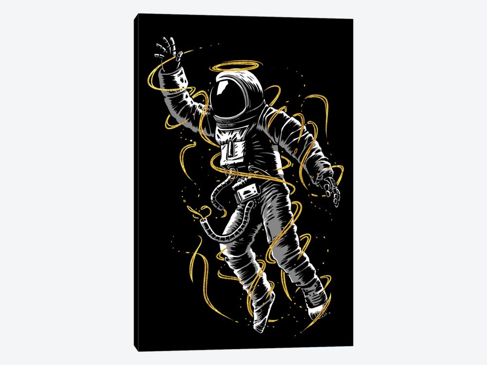 Astronaut Golden Lines by Alberto Perez 1-piece Canvas Artwork