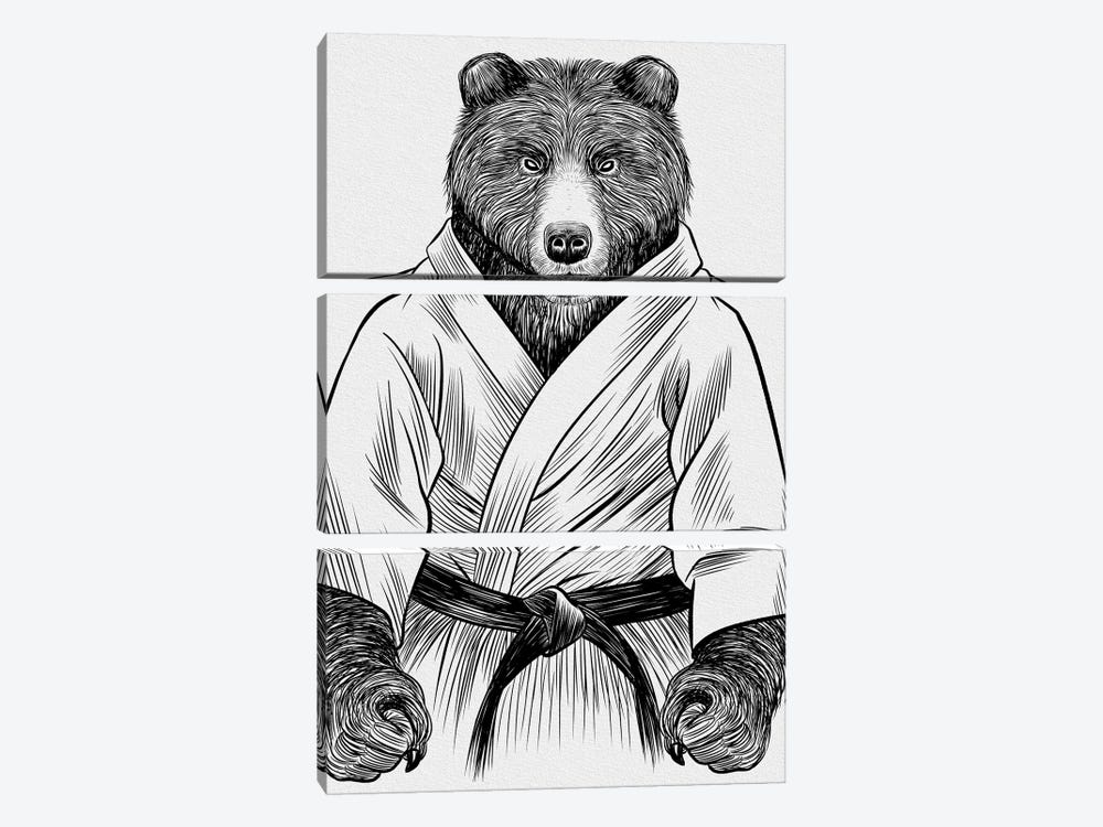 Grizzly Bear Judo by Alberto Perez 3-piece Canvas Art
