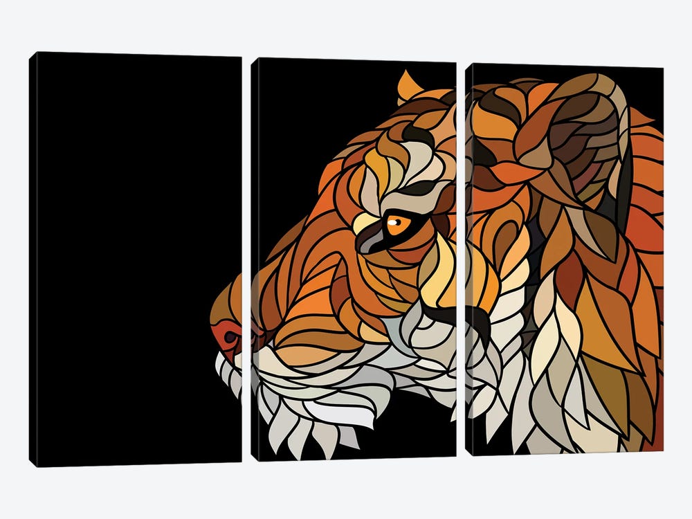Tiger Modernist by Alberto Perez 3-piece Canvas Art Print
