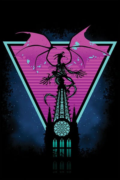 Alberto Perez: Retro Cathedral Dragon by Alberto Perez