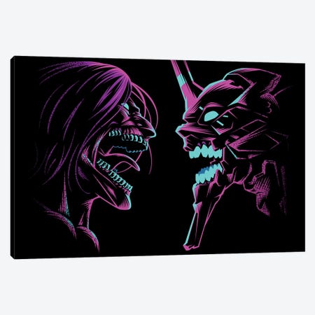 Retro Duel Of Titans Canvas Print #APZ421} by Alberto Perez Art Print