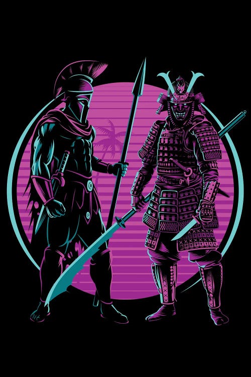 Retro Samurai And Spartan