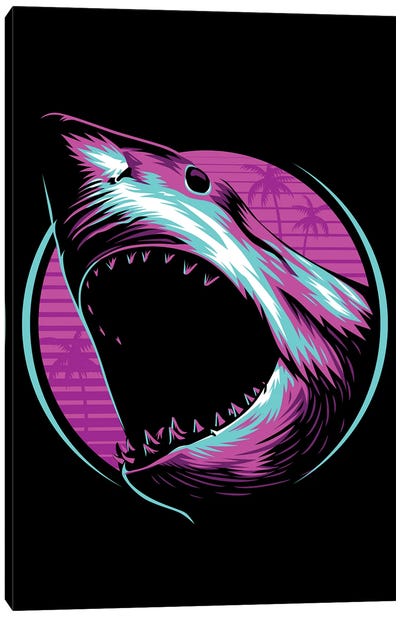 Retro Shark Canvas Art Print - Shark Art
