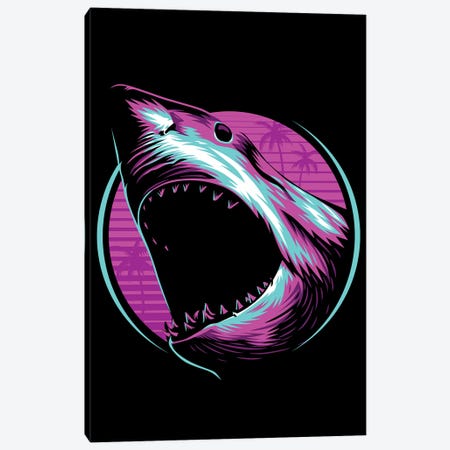 Retro Shark Canvas Print #APZ428} by Alberto Perez Art Print