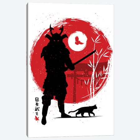 Samurai With His Cat Canvas Print #APZ431} by Alberto Perez Canvas Art