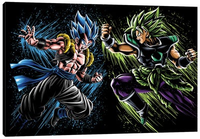 Blue Vs Green Canvas Art Print - Anime Art
