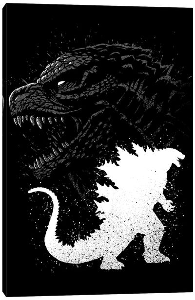 Inking King Of Monsters Canvas Art Print - Godzilla