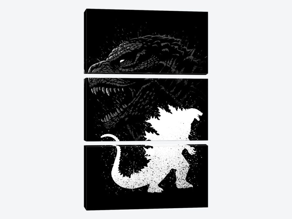 Inking King Of Monsters by Alberto Perez 3-piece Canvas Print
