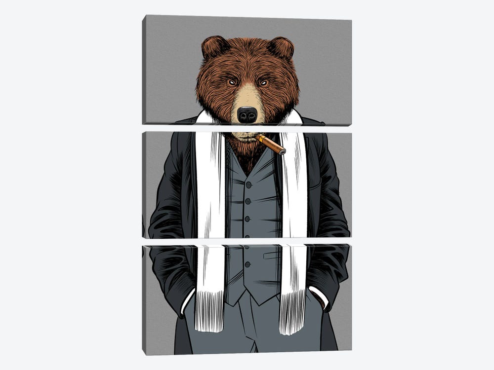Gangster Grizzly by Alberto Perez 3-piece Art Print