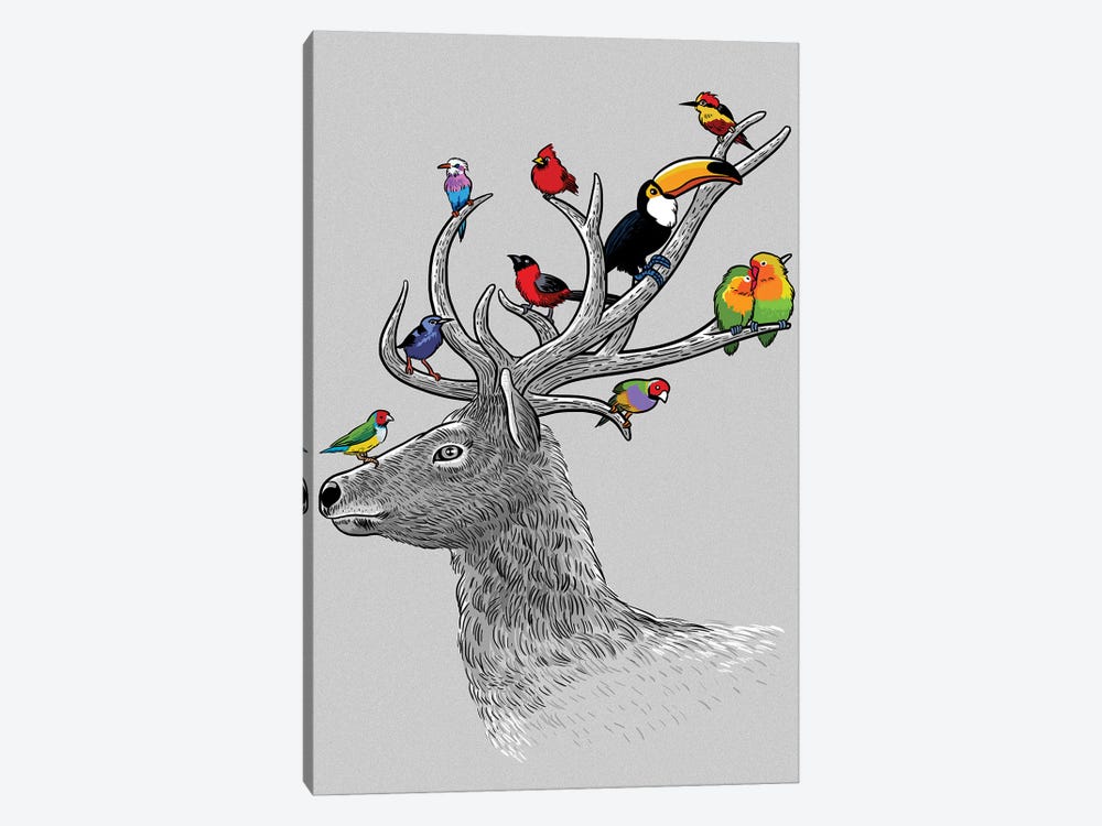 Deer Tropical Birds by Alberto Perez 1-piece Canvas Art