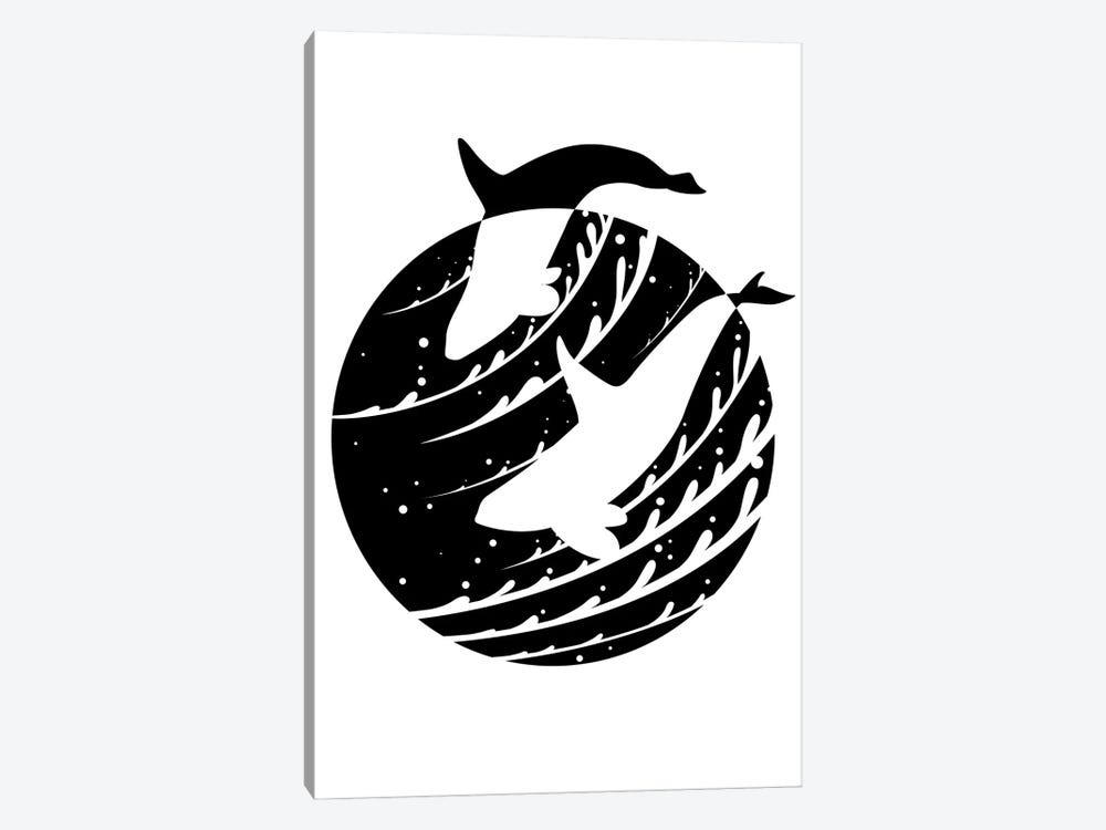Minimalist Circle Killer Whale by Alberto Perez 1-piece Art Print