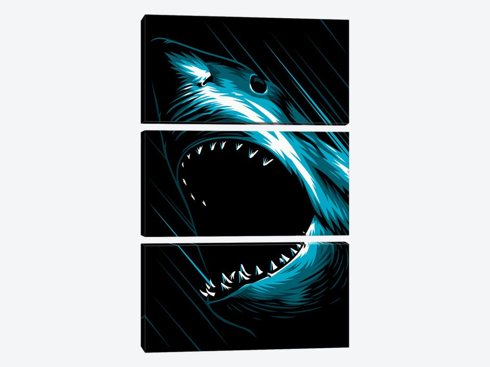Shark Attack by Alberto Perez 3-piece Canvas Print