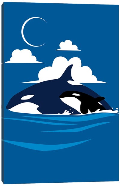 Killer Whale Family Canvas Art Print - Alberto Perez