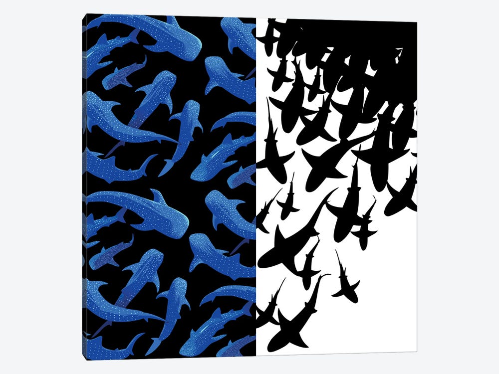 Double Image Of Sharks by Alberto Perez 1-piece Canvas Art Print