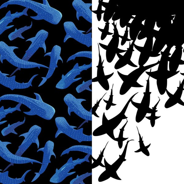 Alberto Perez: Double Image Of Sharks by Alberto Perez