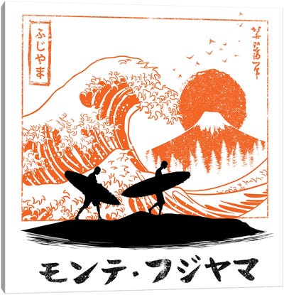 Surfing The Wave In Japan Canvas Art Print - The Great Wave Reimagined