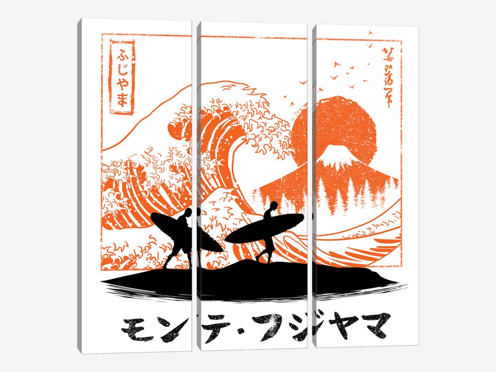 Surfing The Wave In Japan by Alberto Perez 3-piece Canvas Artwork