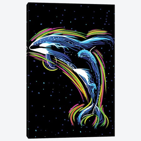 Orca Lineas De Neon Canvas Print #APZ548} by Alberto Perez Canvas Art