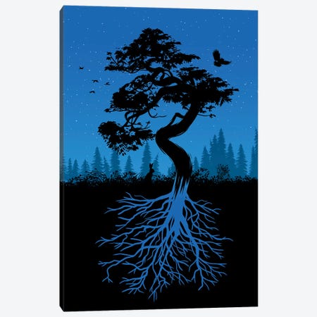 Nature Tree With Roots Night Canvas Print #APZ554} by Alberto Perez Canvas Wall Art