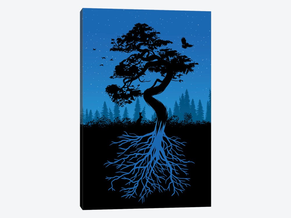 Nature Tree With Roots Night by Alberto Perez 1-piece Canvas Artwork