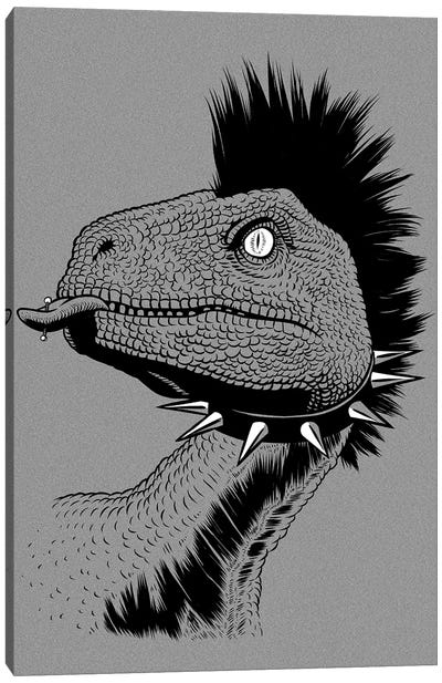Crested Punk Velociraptor Canvas Art Print - Raptor Art
