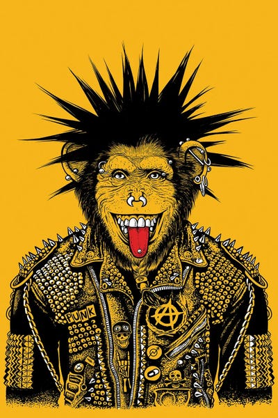 Punk Chimpanzee by Alberto Perez framed wall art