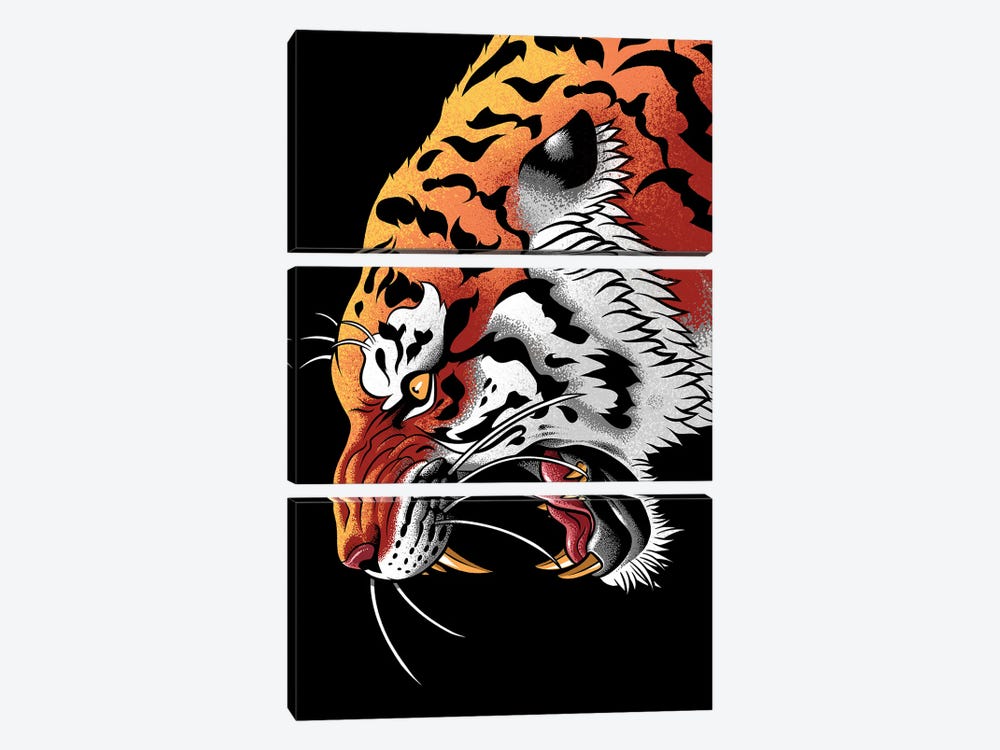 Tiger Tattoo by Alberto Perez 3-piece Canvas Print