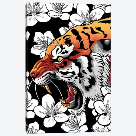 Tiger Tattoo Cherry Tree Canvas Print #APZ561} by Alberto Perez Canvas Art