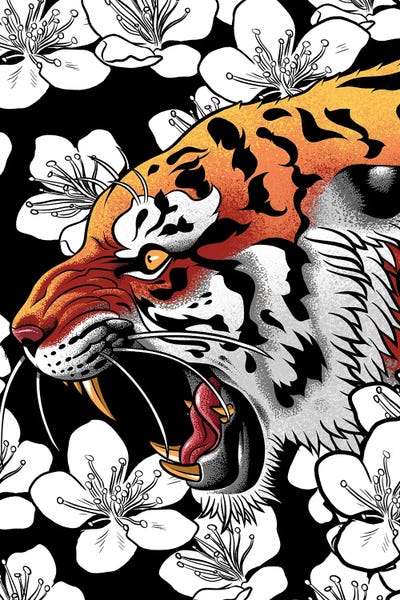 Alberto Perez: Tiger Tattoo Cherry Tree by Alberto Perez