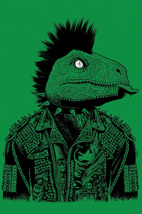 Biker Punk Velociraptor by Alberto Perez wall art